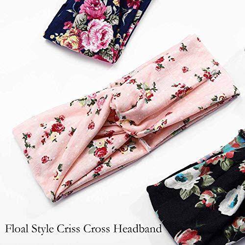 Catery Catery Boho Headbands Criss Cross Headband Headpiece Bohemia Floal Twist Head Wrap Hair Band Vintage Stylish Elastic Turban Fabric Hairbands Fashion Hair Accessories for Women(Pack of 3) (Noble)