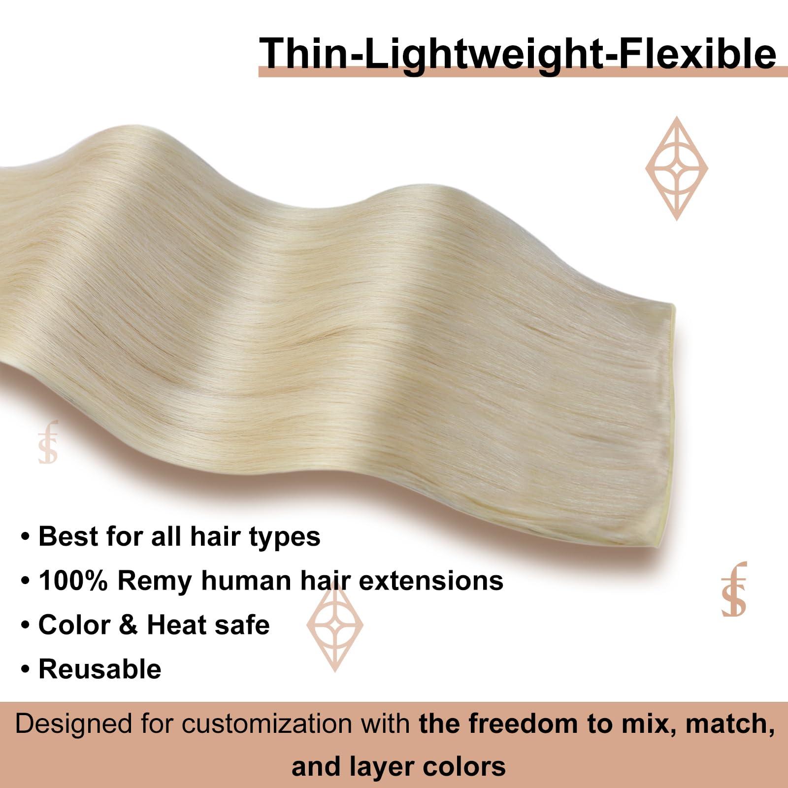 Full Shine Full Shine 24 Inch Hair Extensions Real Human Hair Sew In Hand Tied Weft Hair Extensions Human Hair Sew In Weft Extensions Remy Hair Genius Weft Human Hair Extension Straight Hair 60G 24 Inch