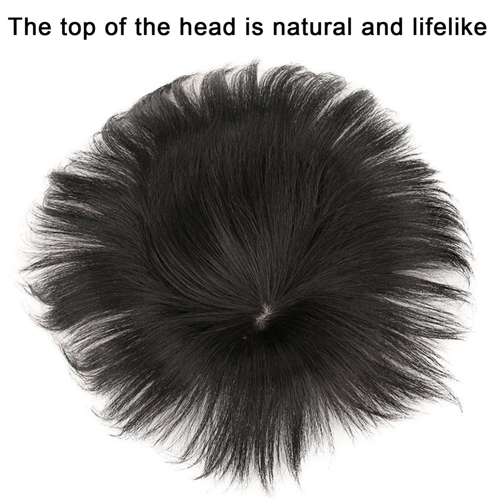 ZBYXPP ZBYXPP Clip in Toupee for Men, Human Hair Short Toppers Hairpiece with Toupee Tape for Hair Loss Male Daily(Hair inch,18 * 20cm)