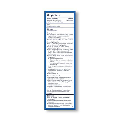 PanOxyl PanOxyl Adapalene 0.1% Leave-On Gel, 30 Day Supply, Retinoid Gel Acne Treatment, Acne Prone Skin, Oil Free, Fragrance Free, 0.5 oz