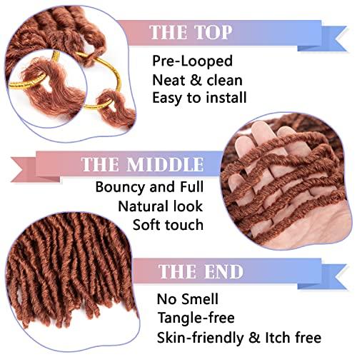 LocsGuard LocsGuard Ginger Faux Locs Crochet Hair Soft Locs 18 inch 7 Packs Natural Butterfly Locs Crochet Hair For Black Women Goddess Locs Crochet Hair (18 Inch (Pack of 7), 350#)