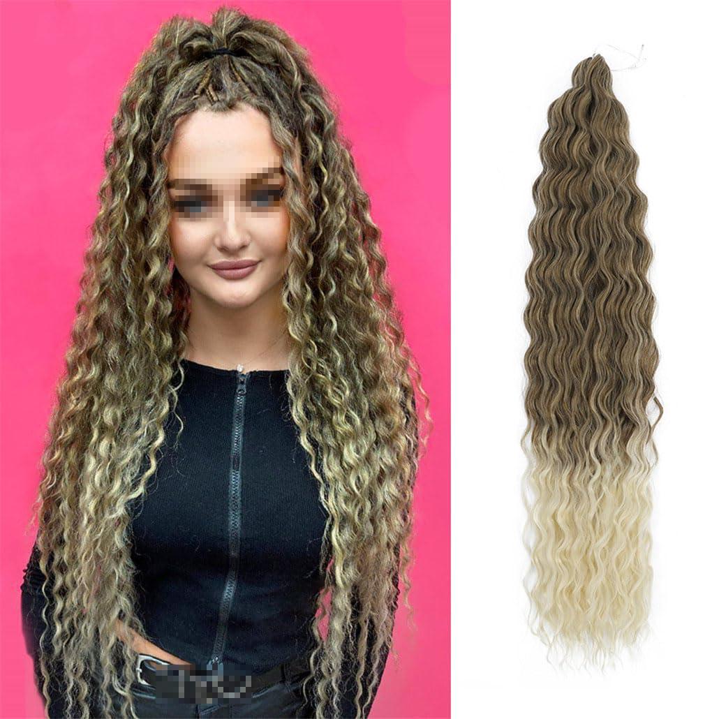 Azedssw Water Wave Twist Crochet Hair Synthetic Crochet Braids Ombre Blonde Afro Curls Deep Wave Braiding Hair Extension