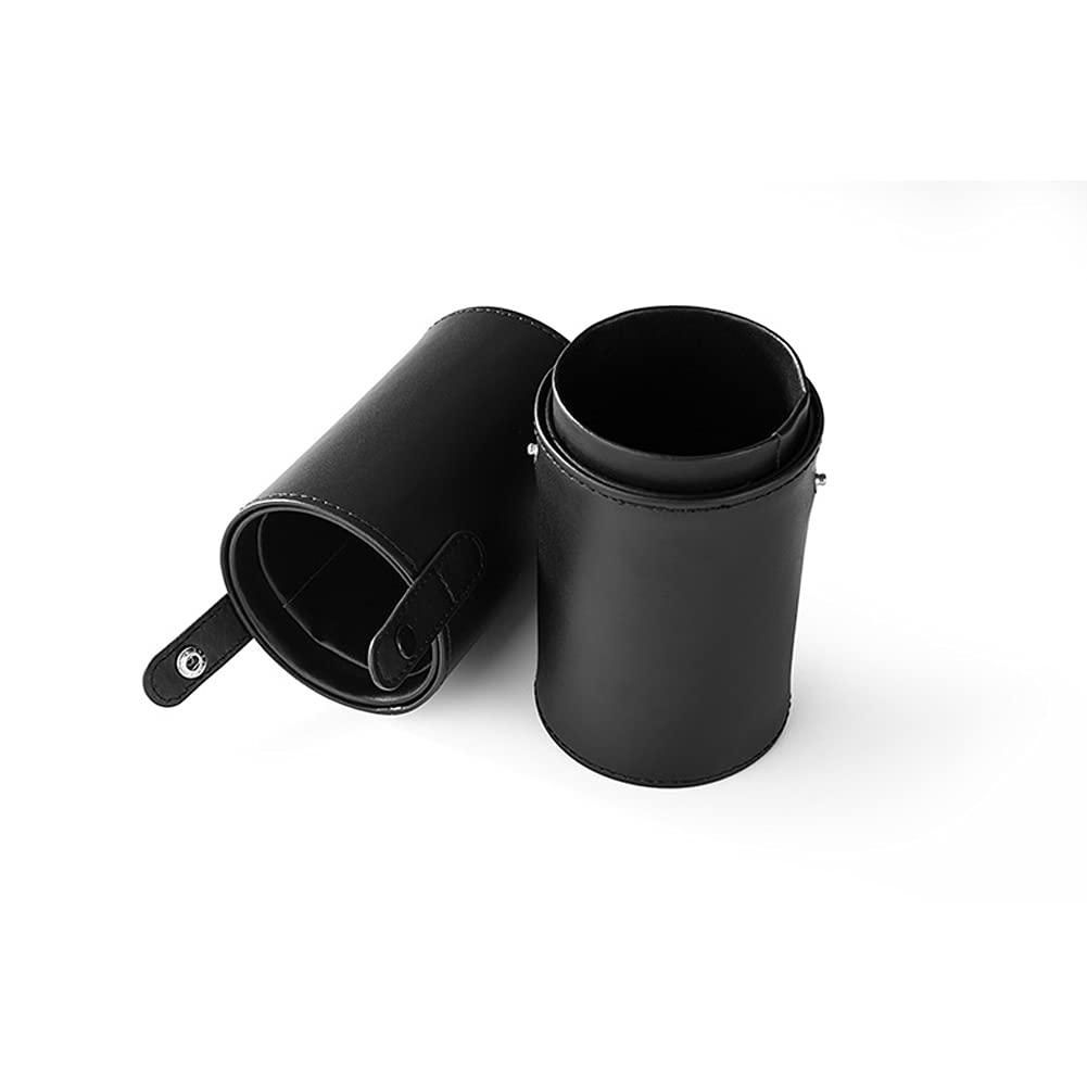 esowemsn esowemsn 1pc PU Leather Black Makeup Brush Holder Travel Brushes Case Bag Cup with Lid Portable Waterproof Dustproof Cosmetic Storage Organizer