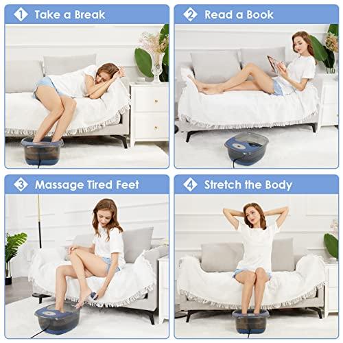 ACEVIVI Foot Spa with Heat and Massage and Jets, Heated Foot Bath Massager with 4 Massager Roller, Bubbles, Vibration, Pumice Stone Pedicure Foot Soak Tub for Home Office Use Relieve Feet Stress (Light Blue)