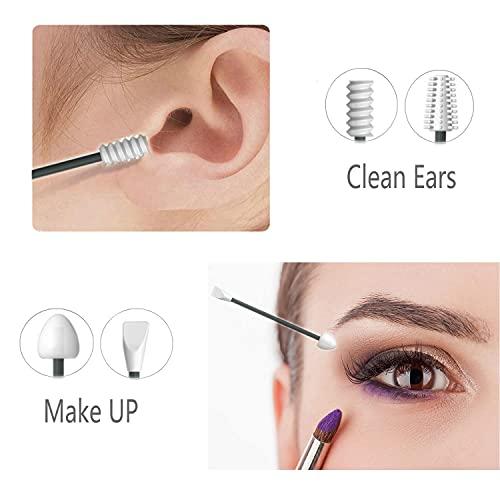 Uramoto Upgraded Reusable Cotton Swabs 4 Pcs, Uramoto Silicone Ear Swabs Rough Friction Cotton Swabs for Ears Cleaning, Love Shape Swabs for Cosmetic Makeup Beauty-Pink