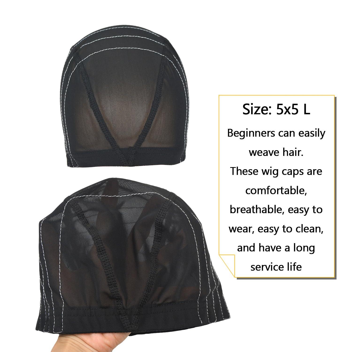 YTBYT Mesh Dome Caps Wig Cap with Guideline Map for Wig Making Stretchable Wig Caps for Beginners Making Wigs (5x5 L)