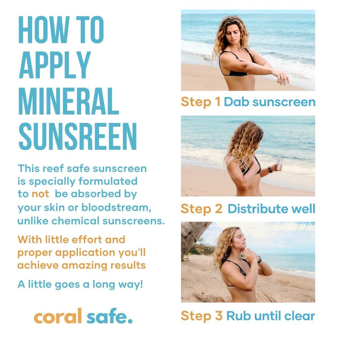 Coral Safe Reef Safe Sunscreen SPF 50 Mineral Face Stick 2 Pack, Hawaii & Mexico Approved, Biodegradable, Zinc, Vitamin E, Oxybenzone & Octinoxate Free, Water Resistant, Made in USA by Coral Safe