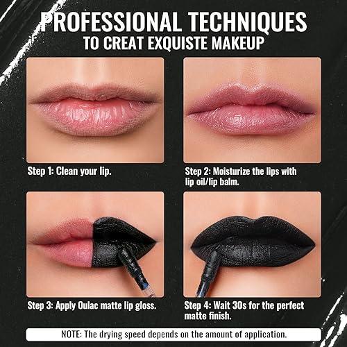 Oulac Oulac Black Lipstick for Women Halloween Makeup Matte Lipsticks, Highly Pigmented Color Lip Stain with Creamy Formula, Long Lasting, Waterproof, Vitamin E, Vegan, Cruelty-Free, M23
