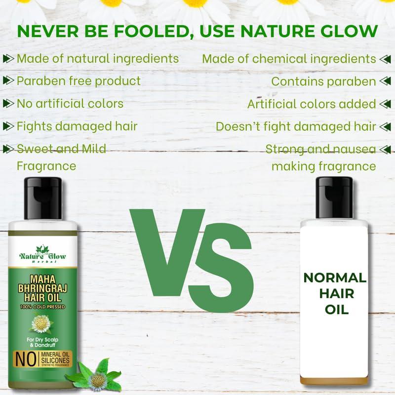 Nature Glow Herbal Nature Glow Herbal Maha Bhringraj Hair Oil |Pure and Cold Pressed for Hair, Paraben-Free, Sulfate-Free- 100ml