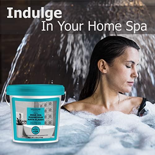 Aromasong Aromasong Raw Dead Sea Magnesium Flakes for Bath - 4 LB Bulk Bath Salt in Reusable Bucket