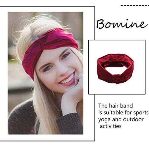 Bomine Bomine Boho Criss Cross Headbands Velvet Stretch Turban Head Wraps Knotted Headband Twisted Hair Scarf Outdoor Sweatband Fashion Headwrap Hair Bands Headpieces for Women and Girls 2Pcs