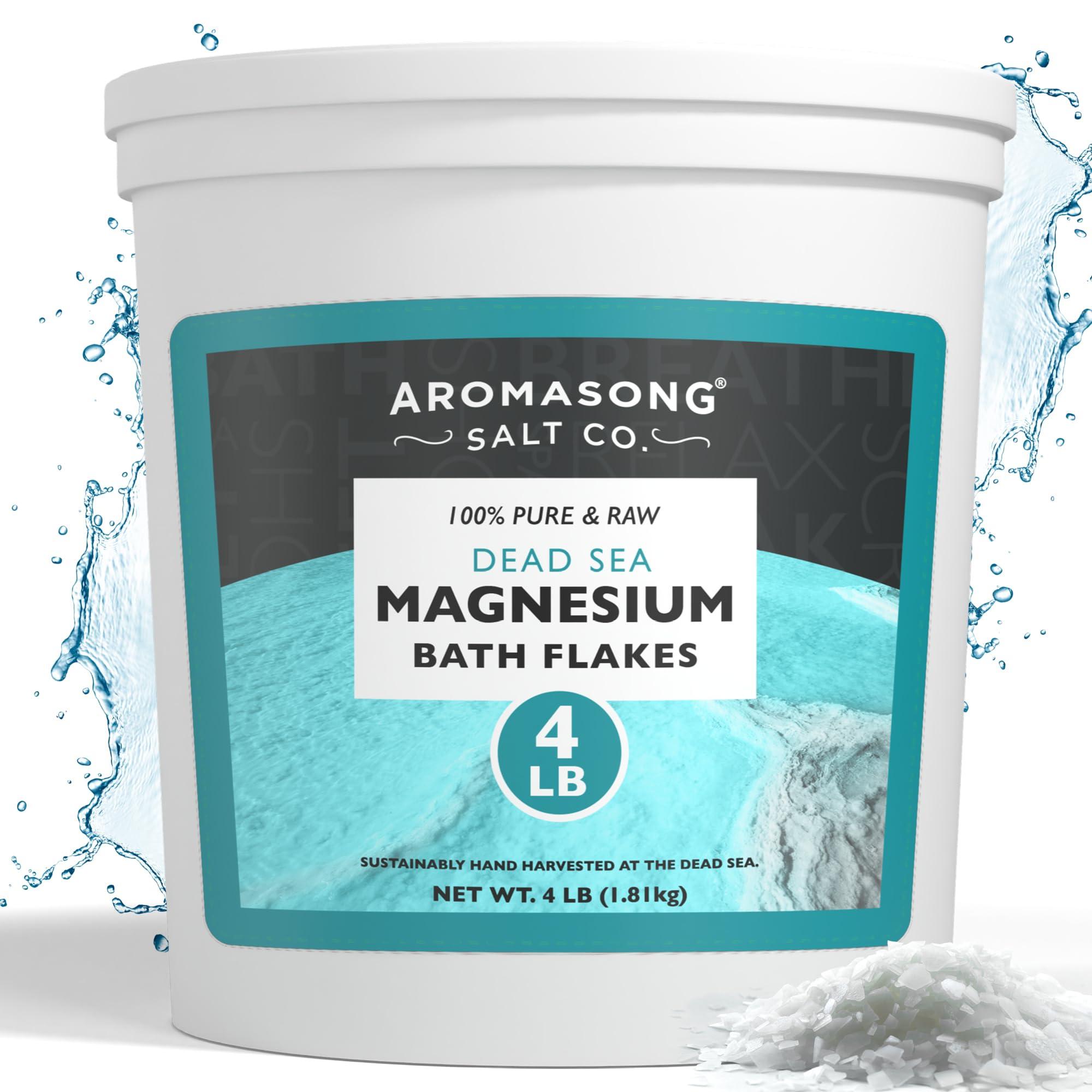 Aromasong Aromasong Raw Dead Sea Magnesium Flakes for Bath - 4 LB Bulk Bath Salt in Reusable Bucket
