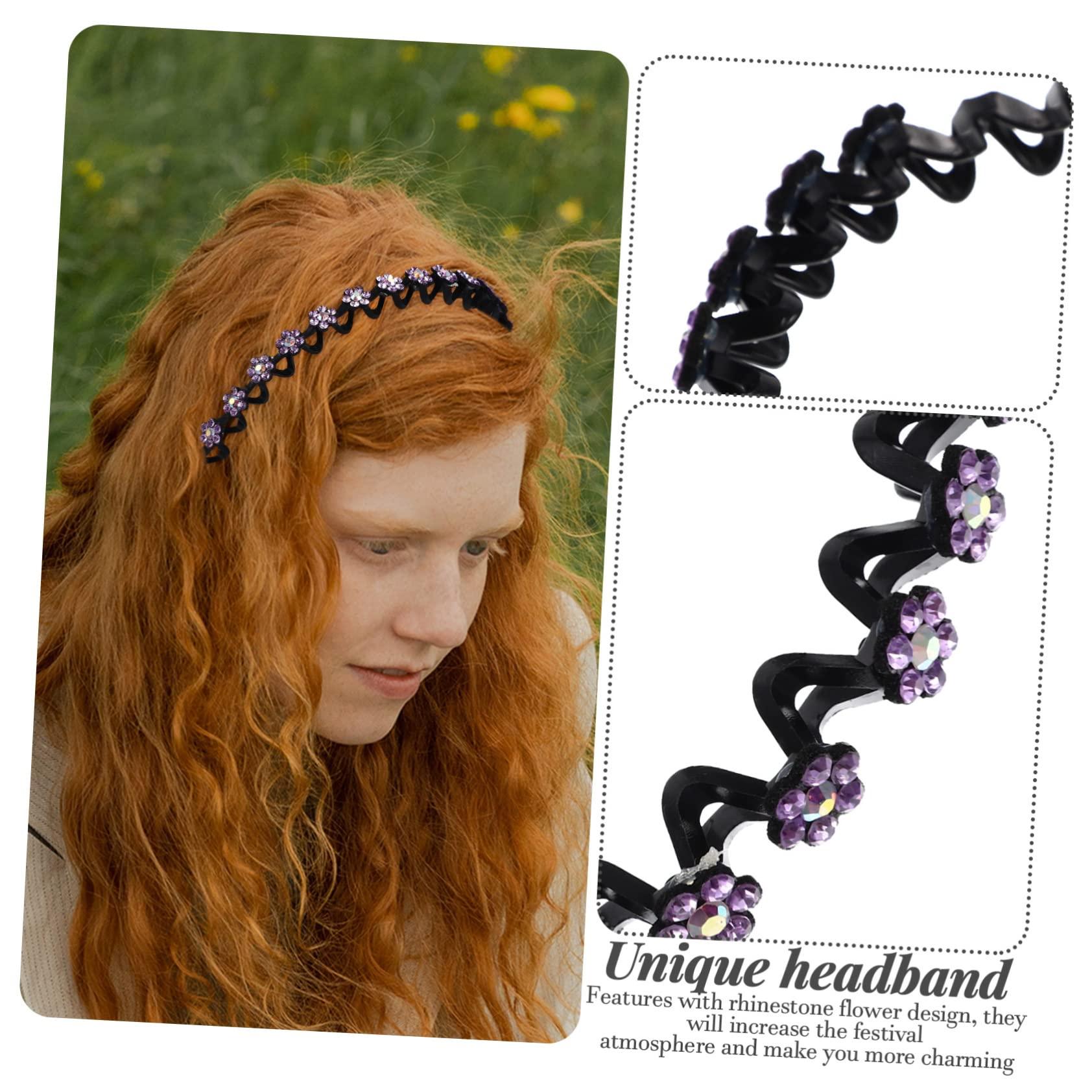 NOLITOY NOLITOY Vintage Rhinestone Flower Headband Fashion Girl Hair Accessories Daily Headdress for Women