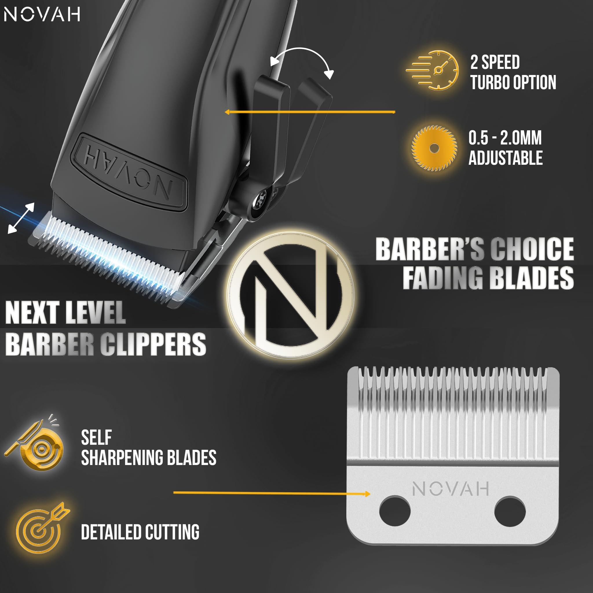 NOVAH Grooming Novah Professional Hair Clippers for Men, Professional Barber Clippers, Electric Mens Cordless Hair Clippers for Barbers Haircut Kit Fade, Maquina de Cortar Cabello