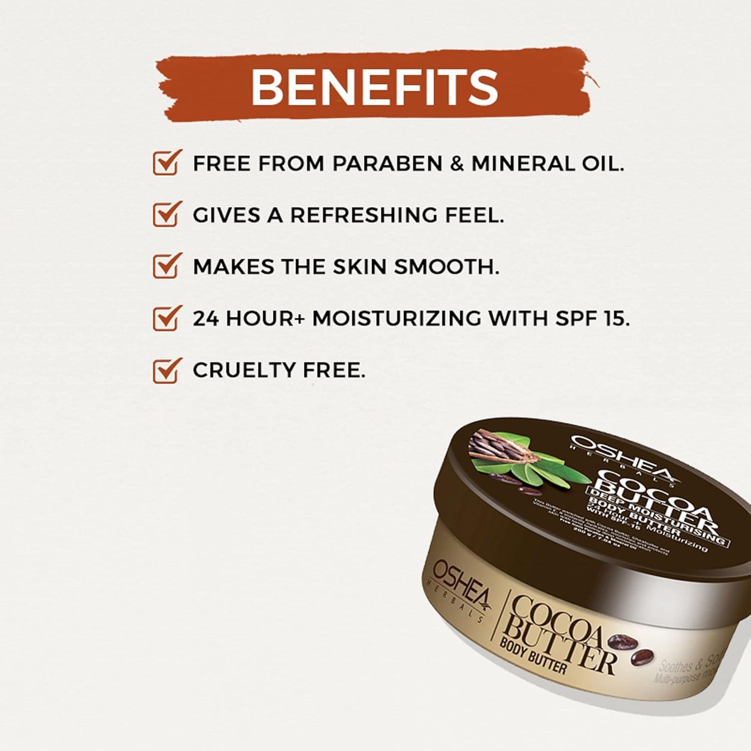 Generic Cocoa Butter Deep Moisturising Body Butter for Dry to Normal Skin SPF 15 with 24+ Hrs Moisturizing | Enriched with Cocoa Butter, Shea Butter & Vitamin E,Oil Free -200 gm