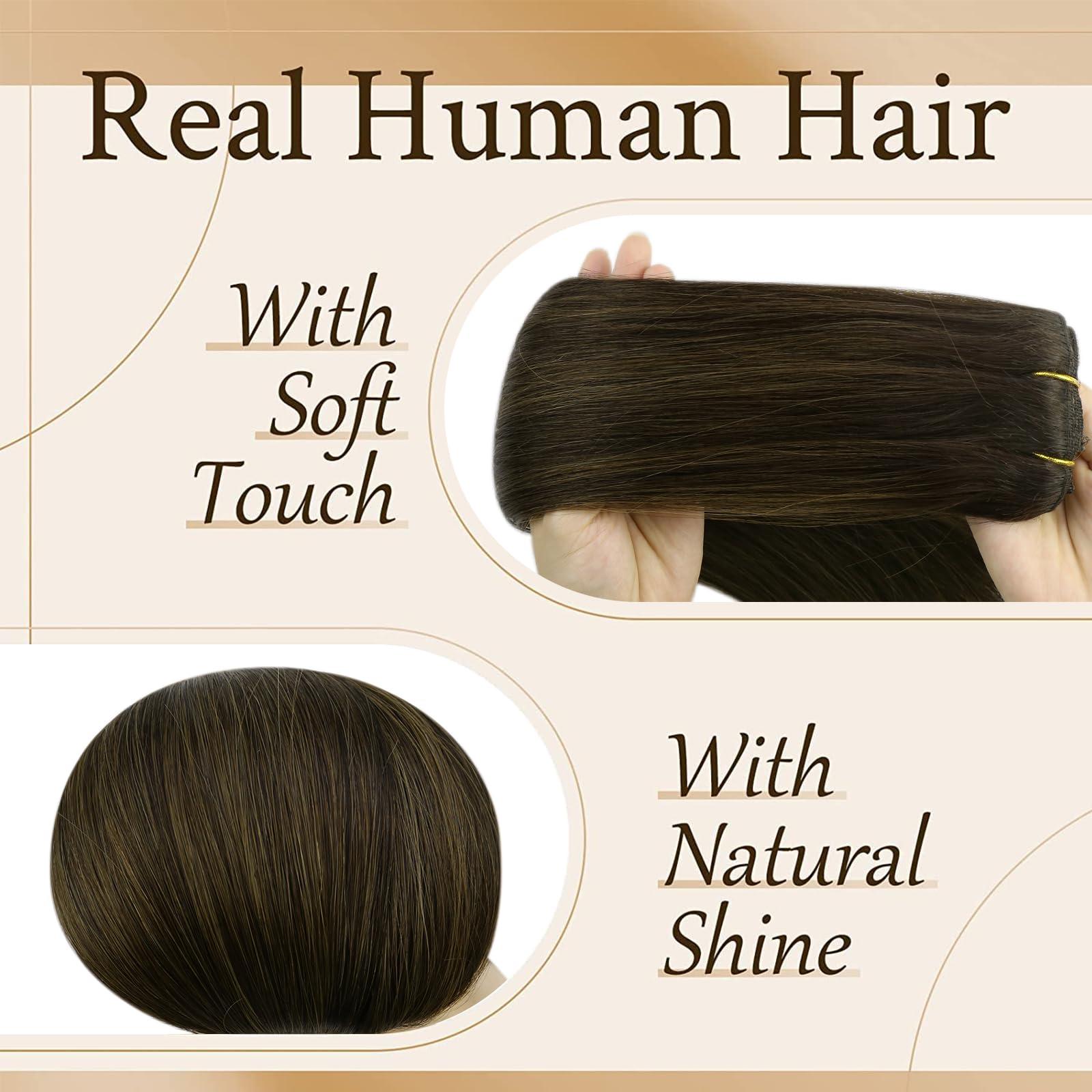 Sunny Hair [Easy Application] Sunny Clip in Human Hair Extensions Brown 150g 22inch