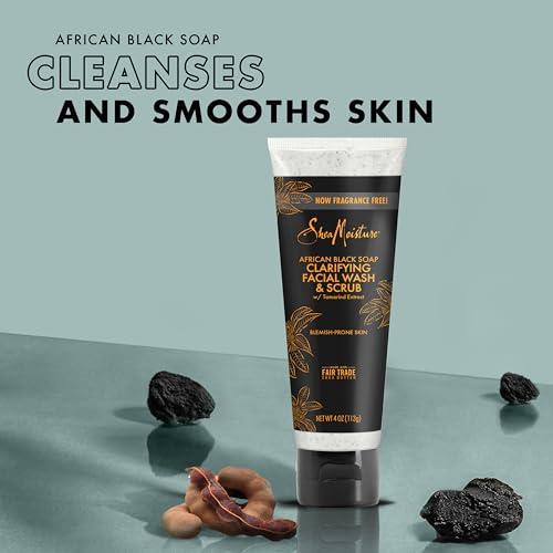 SheaMoisture SheaMoisture Facial Wash and Scrub African Black Soap for Blemish Prone Skin to Clarify Skin 4 oz