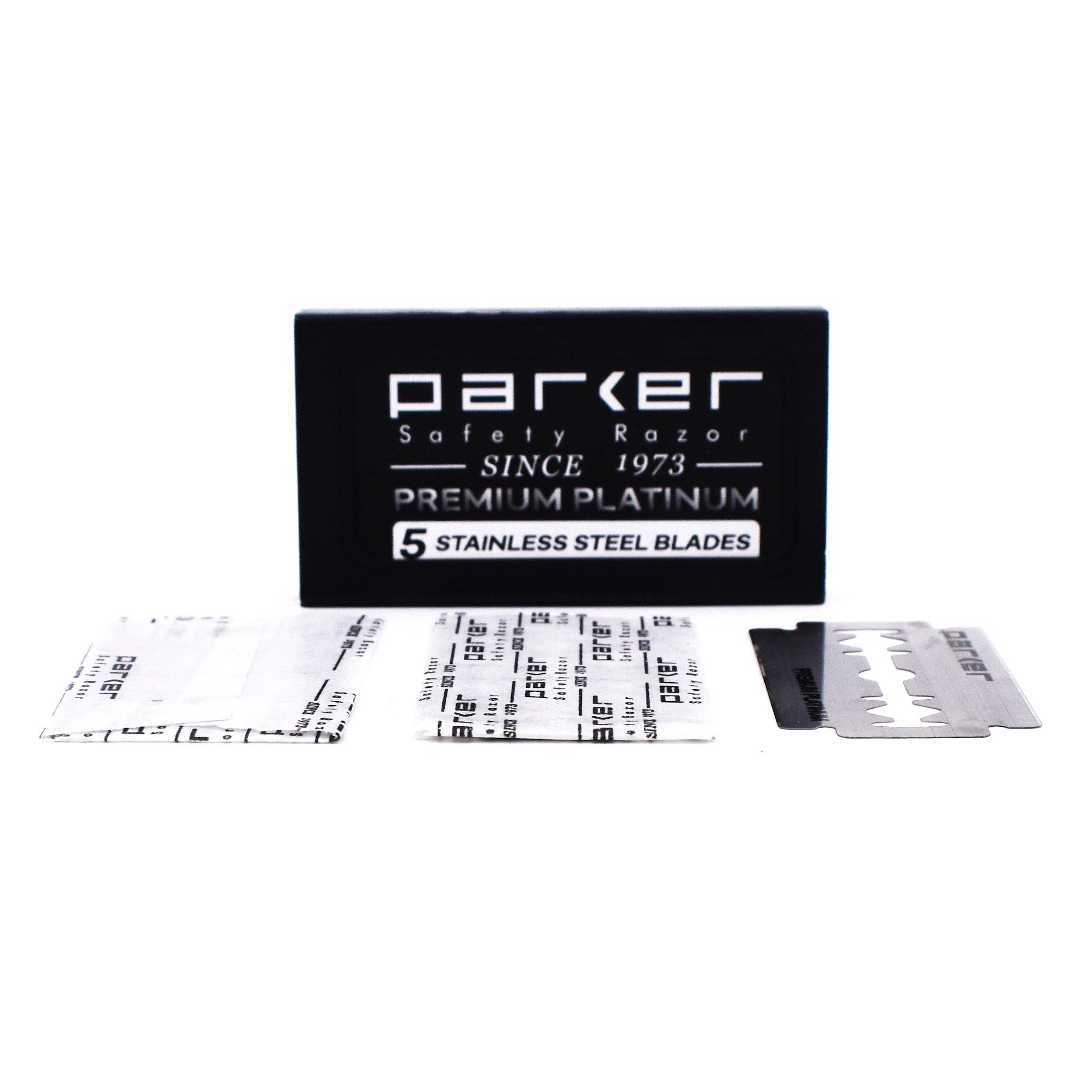 Parker Safety Razor Parker 100 Count, Parker Double Edge Safety Razor Blades, Premium Platinum Stainless Steel Razor Blades with PTFE, Tungsten and Chromium Coated Edges for Smooth, and Comfortable Shaves