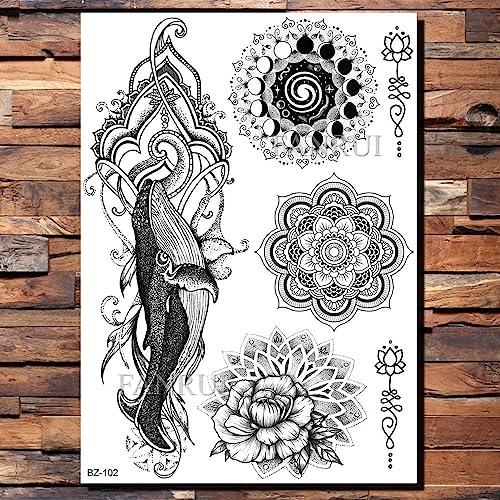 Generic Ganesha Elephant Black Henna Temporary Tattoo Sticker Mehndi Hamsa Hand Tatoo Waterproof Body Art Arm Tattoo Diy