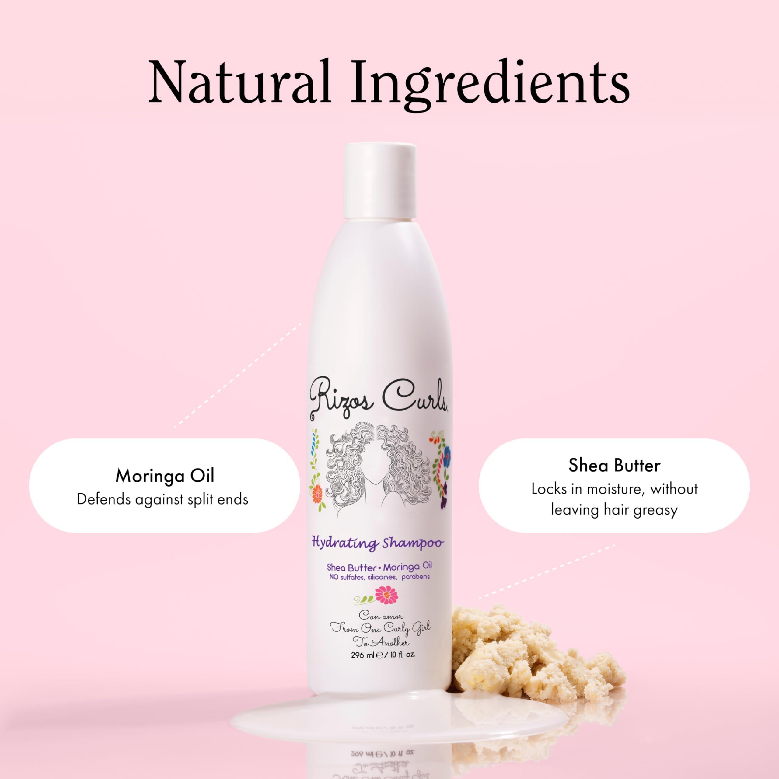 Rizos Curls Rizos Curls Travel Hydrating Shampoo, Gently Cleanse, Deeply Moisturizes & Nourishes Scalp, Soft & Healthy Hair from Shea Butter & Moringa Oil, 2.5 oz