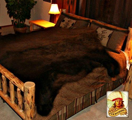 Large Bear Skin Rug Shag Faux Fur Bedspread Blanket Throw Brown Fur Accents USA 6 x8