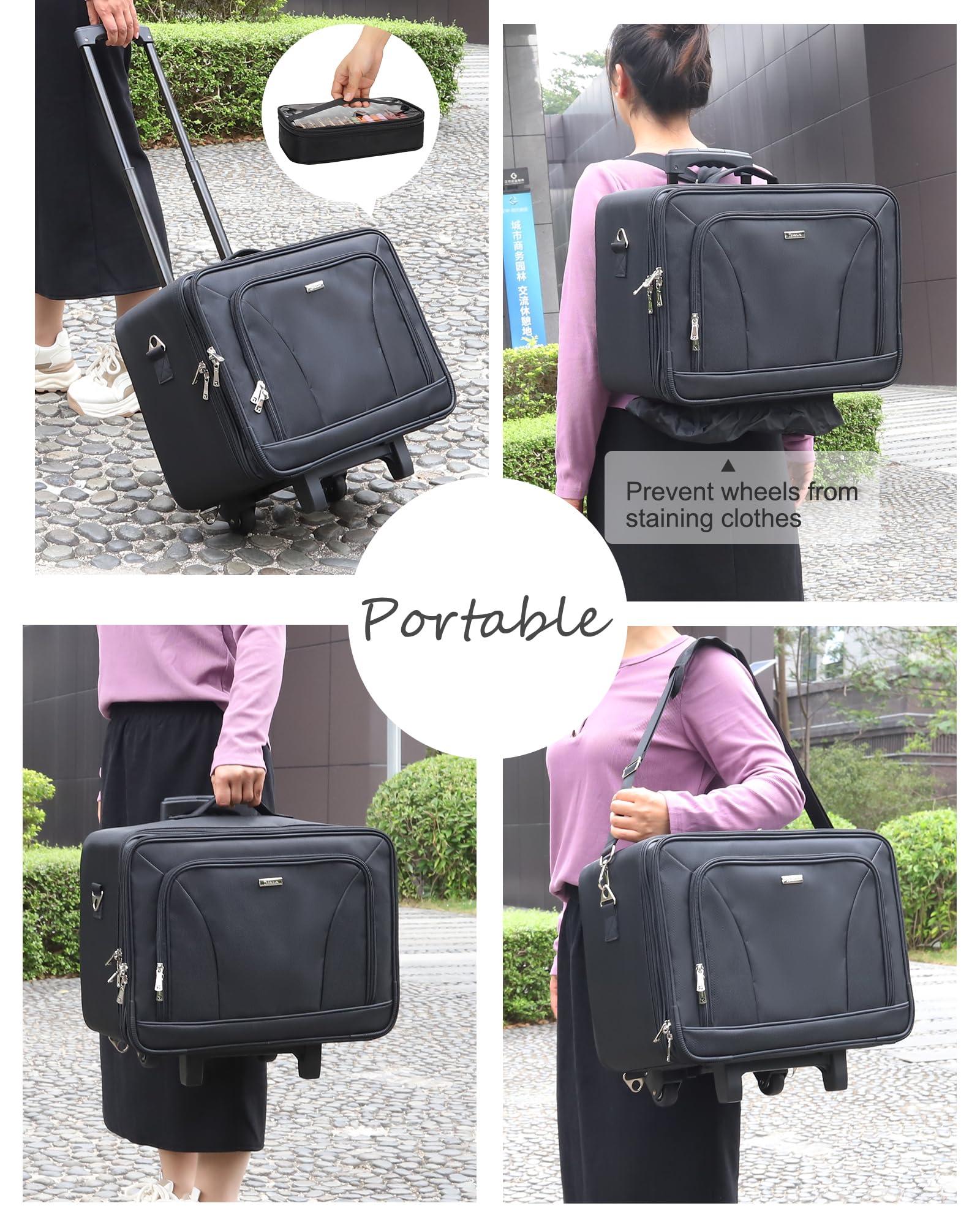 MONSTINA MONSTINA Rolling Makeup Train Case with Large Makeup Travel Train Case and 4 Portbale Cosmestic Bag,Makeup Case for Hairstylist,Makeup Artist Trolley Travel Makeup Case(Black)