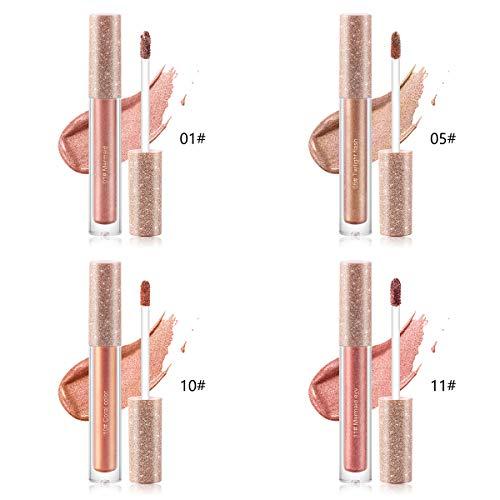 Aooba 4 Colors Glitter Liquid Eyeshadow, Makeup Glitter Gloss for Eyes Shimmer Eyeliners Waterproof Long Lasting Sparkling Eye Shadow Set