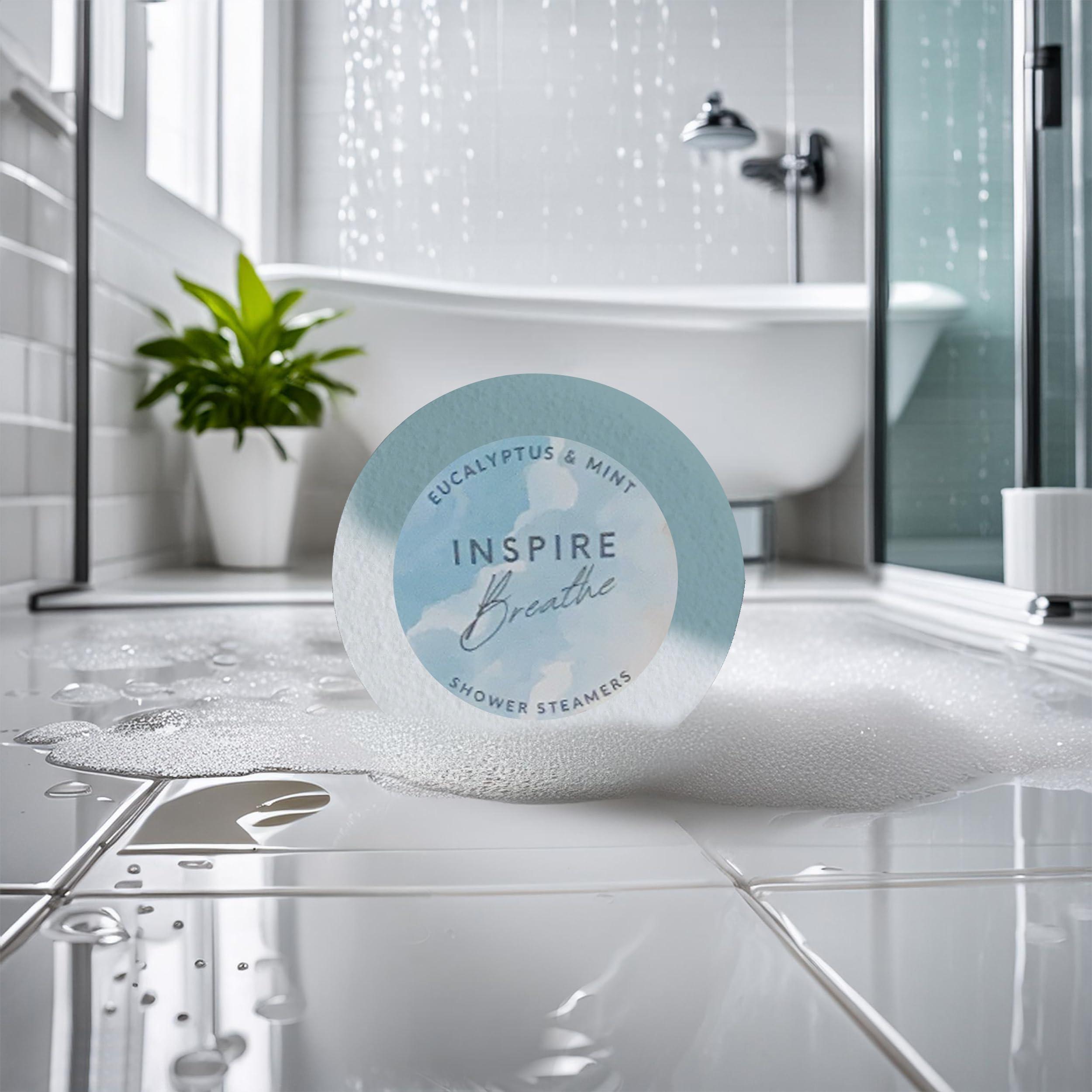 EvolutionUSA EvolutionUSA Inspire Breathe Shower Steamers Aromatherapy, 15 Mint & Eucalyptus Shower Steamers for Women, Vapor Shower Tablets