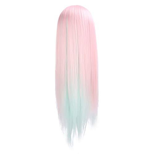 Joyzan Mannequin Head With Color Hair, Hair Styling Training Heads Manikin Cosmetology Doll Head Pink Real Synthetic Fiber Hairdressing Practice Model DIY Braiding Hair Art Salon Display Dyeing Knitting