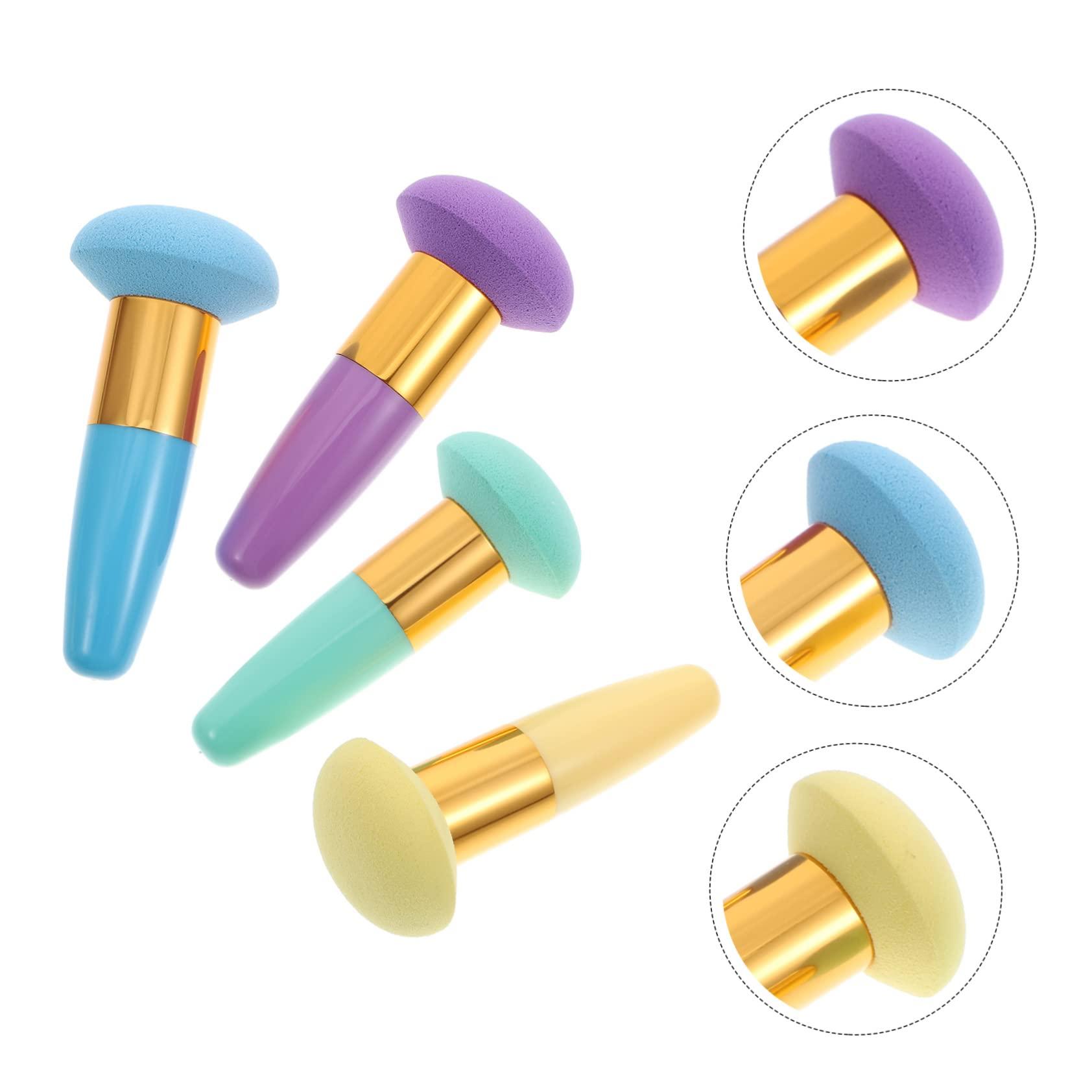 FRCOLOR FRCOLOR 4pcs Beauty Stick Blush Brush Mushroom Makeup Sponge Foundation Sponge Loose Powder Puffs Sponge Stick Face Powder Triangle Makeup Sponges Small Powder Puff Hairy Dry Puff Emulsion