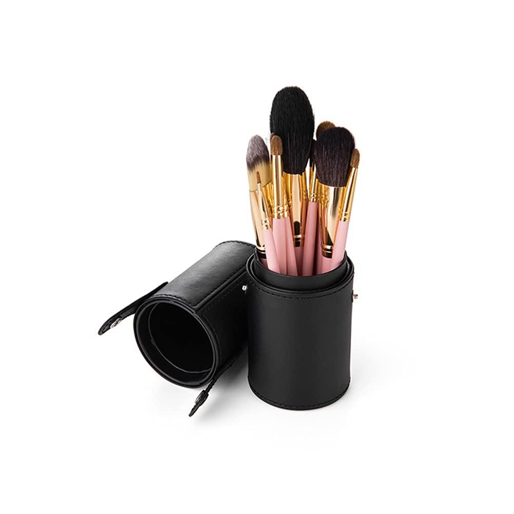 esowemsn esowemsn 1pc PU Leather Black Makeup Brush Holder Travel Brushes Case Bag Cup with Lid Portable Waterproof Dustproof Cosmetic Storage Organizer