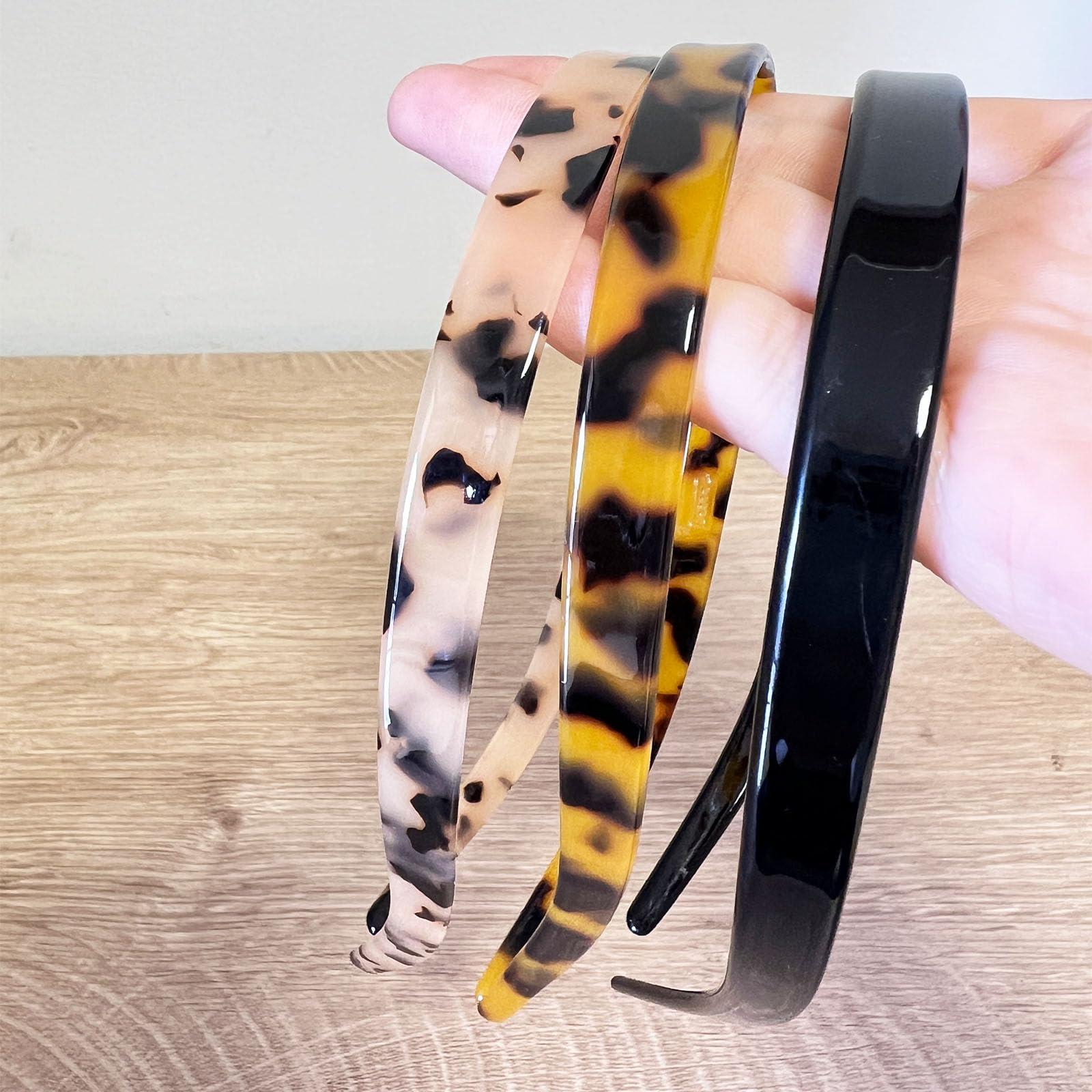 KOVOLITU KOVOLITU 3 Pack Eyewear Headbands Comfortable Plain Headbands for Women Headband Designed for Eyewear Fashion Skinny Headbands(Black,Tortoise,Amber)