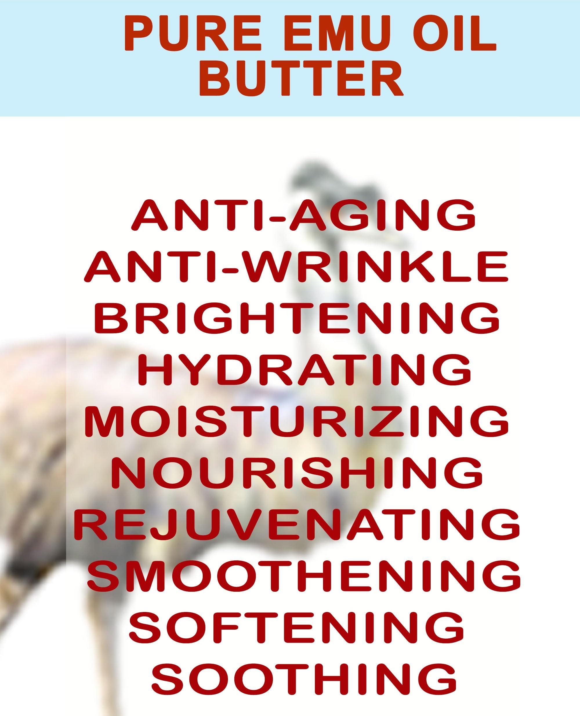 Botanical Beauty PURE EMU OIL BUTTER 100% Natural RAW VIRGIN UNREFINED for FACE, BODY, HANDS, FEET, NAILS, HAIR and LIP CARE 8 Fl. oz. - 240 ml by Botanical Beauty