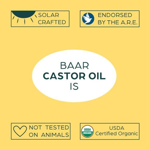 Baar Baar Organic Castor Oil for Eyelash, Eyebrow and Hair Renewal, Skin Repair and Protection, Detox & Cleansing and Relief for Sore Muscles and Stiff Joints, Cold Pressed, Hexane Free, 32 fl oz