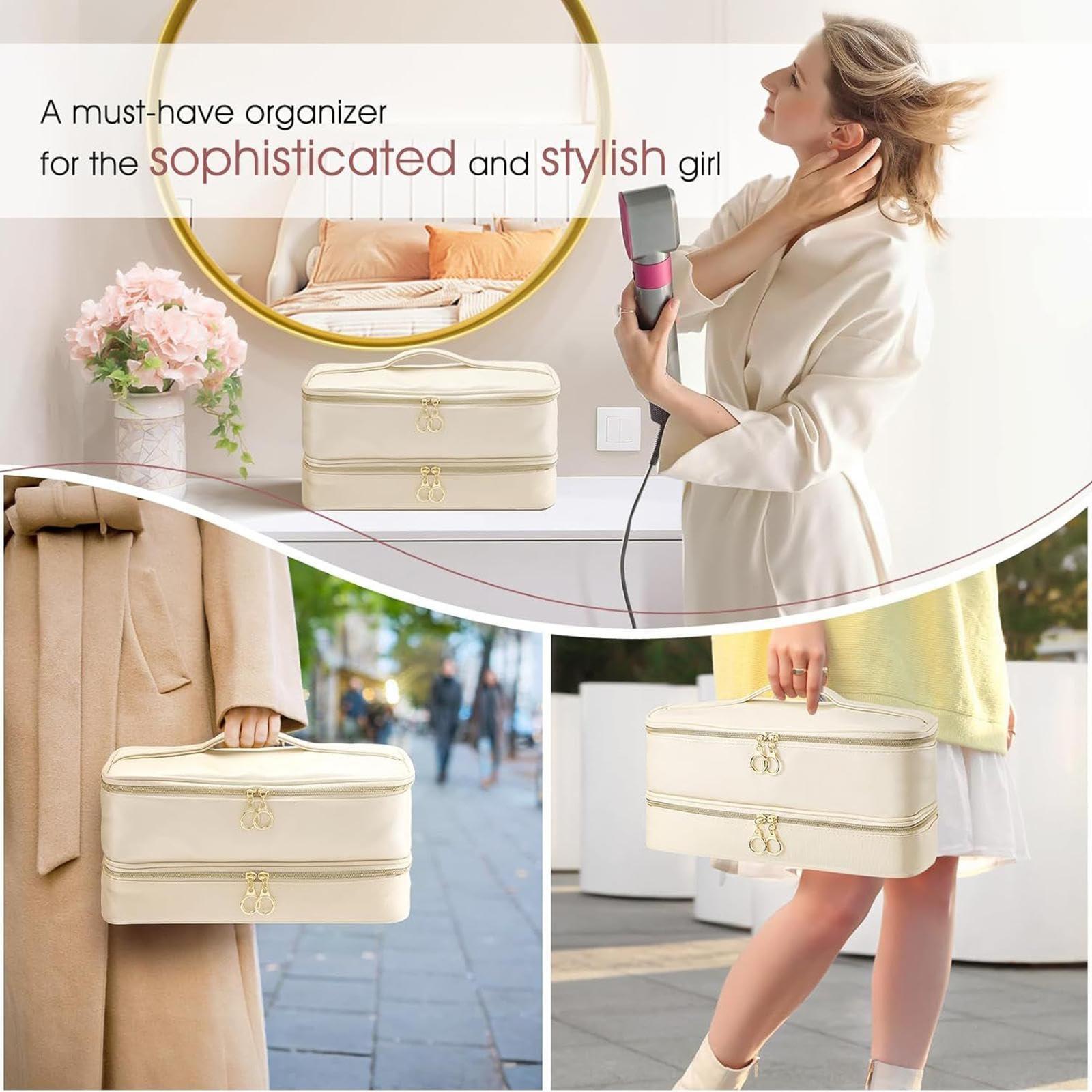 Generic Generic Double Layer Travel Bag, Hairdressing Case, Hair Stylist Travel Bag for Makeup Artists