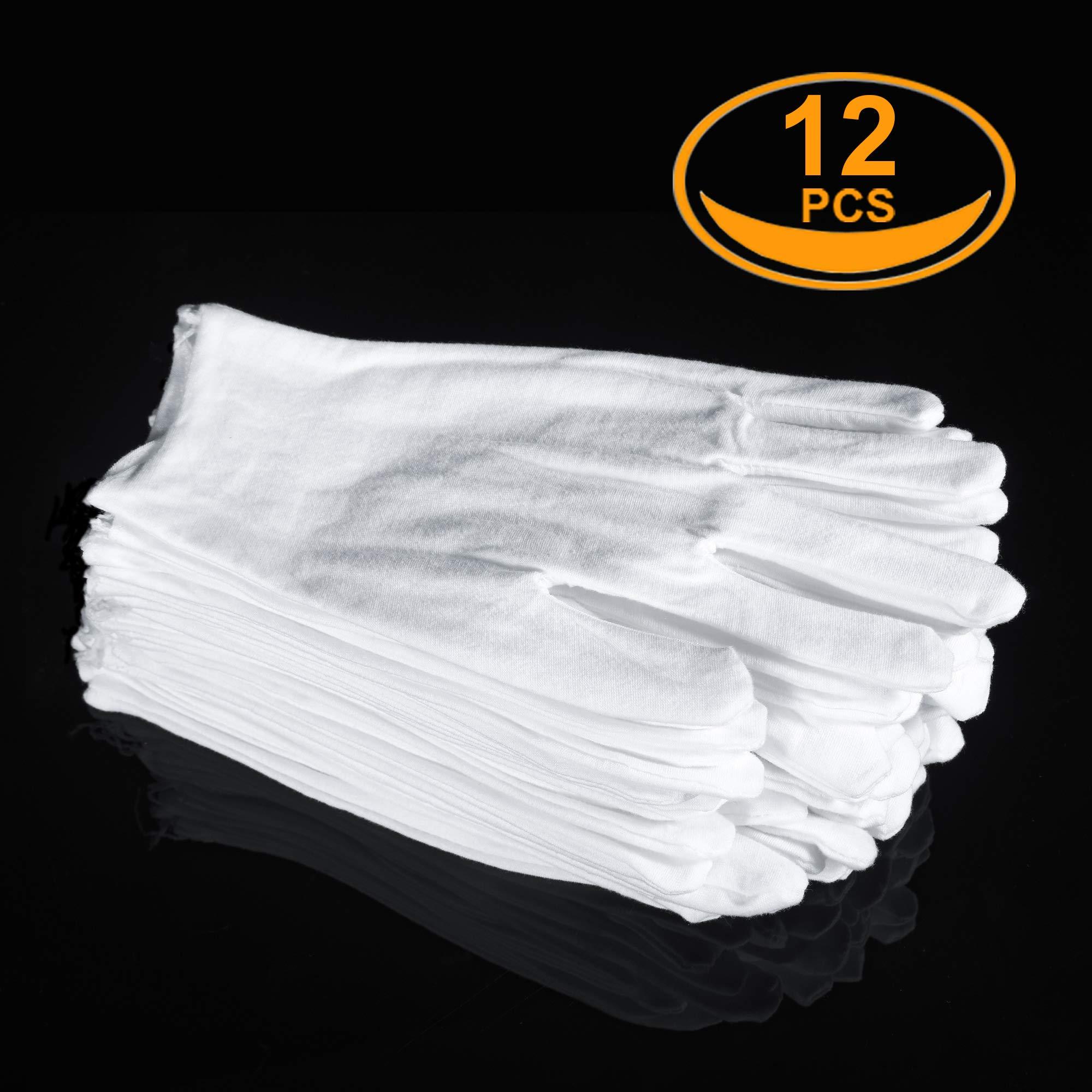 COYAHO 6 Pairs White Cotton Gloves for Dry Hands Eczema SPA Moisturizing - Work Glove Liners for Serving Costume Inspection