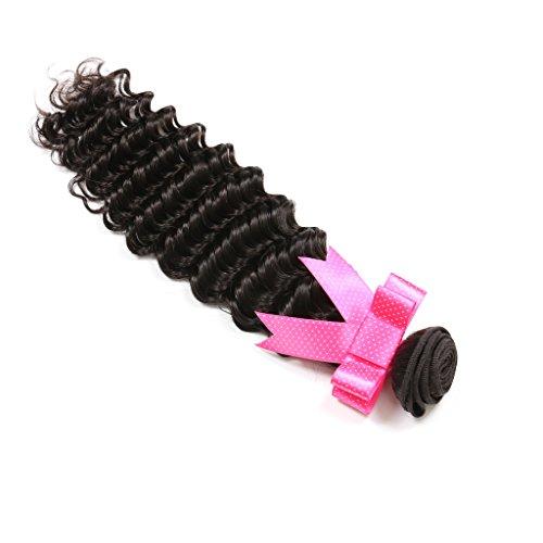 YanT Hair YanT HAIR 9A Grade Peruvian Virgin Hair Deep Wave Human Hair Weave 3 Bundles 12 14 16 Inches Natural Black Color Pack of 3