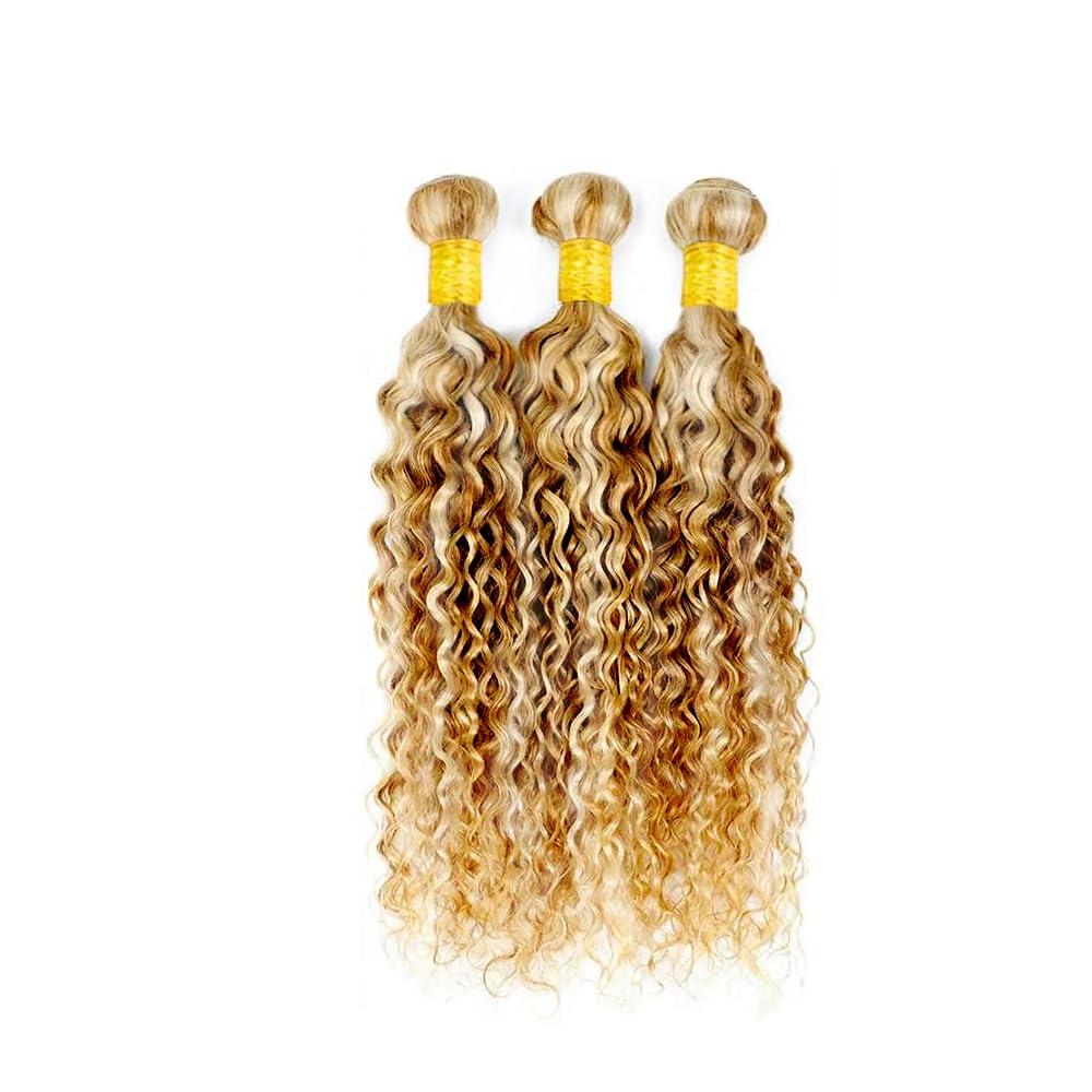 CnumGunm 26 26 26 Inch P30/613 Human Hair Bundles #30 Water Wave Human Hair Bundles 613 Human Hair Bundles Two Tone Light Brown and Blonde Bundles Peruvian Virgin Hair Weave