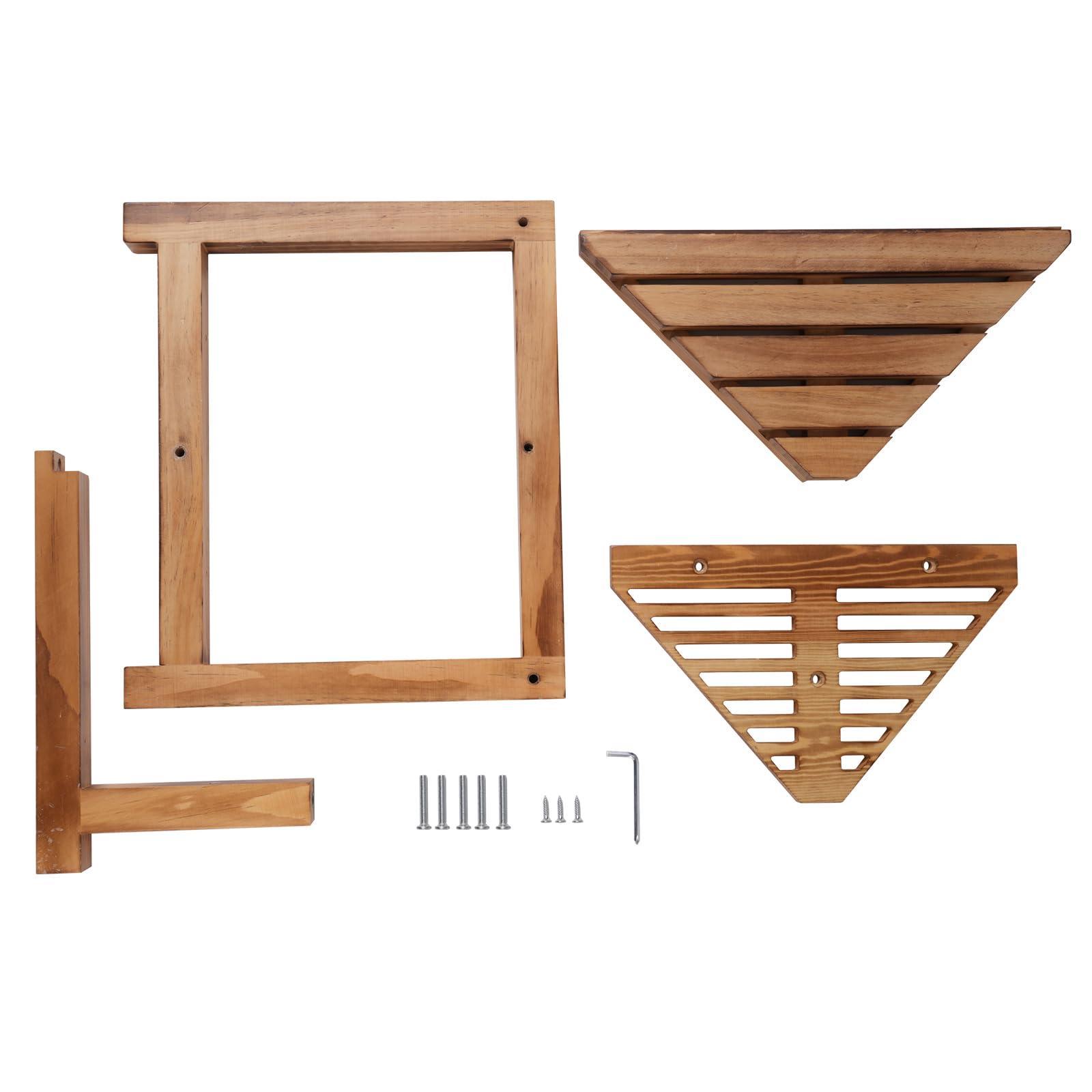 Bestauty Bestauty Shower Foot Rest, Corner Shower Stool for Shaving Legs, Small Shower Bench with Storage Shelf & Anti-Slip Pads, Wood Shower Stool for Inside Shower 12 inch High