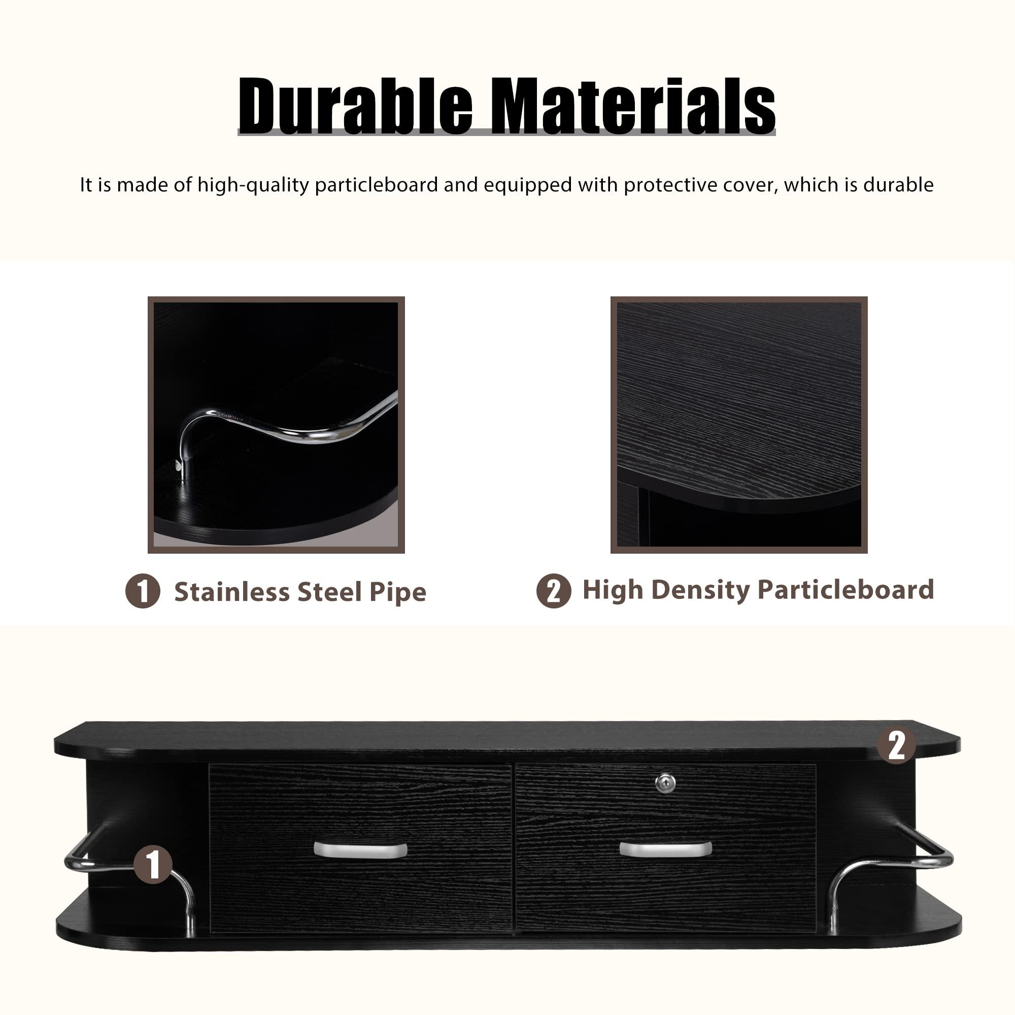 PENNYNANA PENNYNANA Multifunctional Wall-Mounted Salon Station,Barber Stations for Hair Stylist with 2 Drawers,for Beauty Salon or SPA, Barber Shop, Home & Bathroom, Black