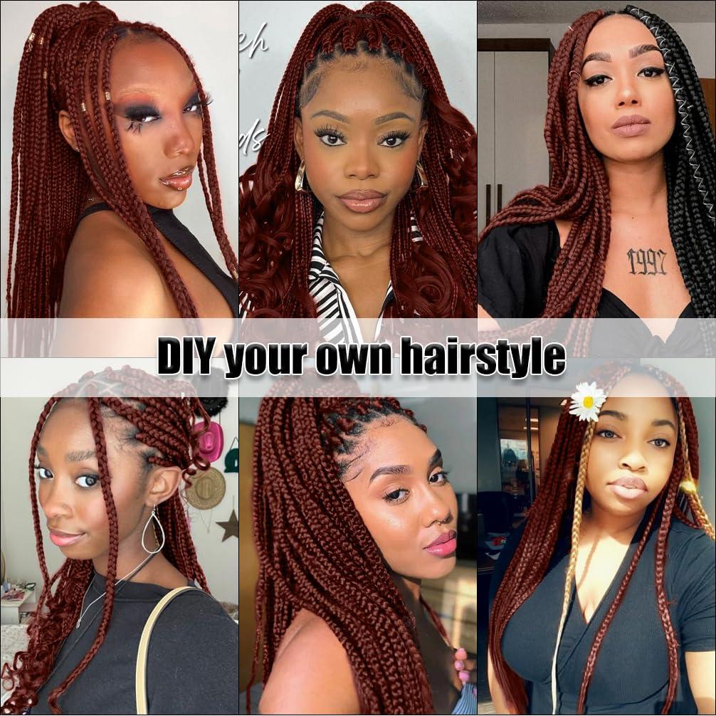 Betufllo Pre Stretched Braiding Hair Copper Red Braiding Hair Braid in Hair Extensions 26 Inch Ginger Crochet Braiding Hair Easy Braid Crochet Box Braids Hair(350#6 packs)