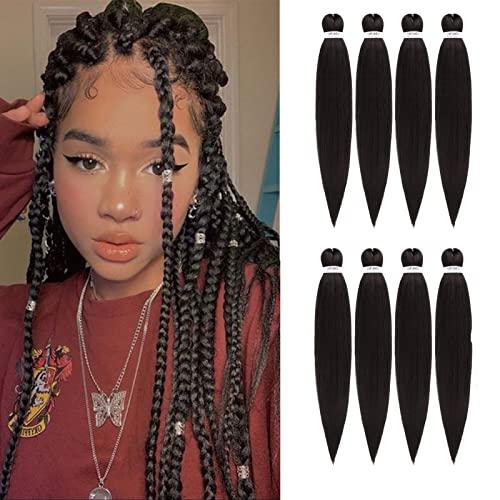 DIFUNEE DIFUNEE Pre-stretched Braiding Hair - 16 Inch 8 Packs Dark Brown Short Braiding Hair For Twist or Box Braids, Yaki Texture Hot Water Setting Synthetic Braiding Hair Extensions (16 Inch, 2-8P)