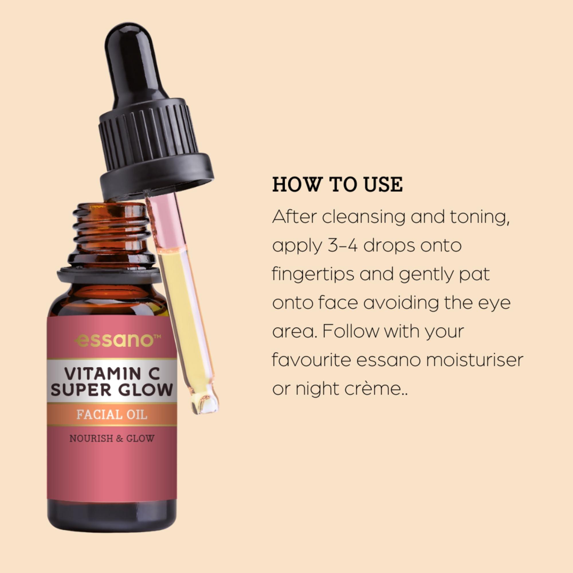 Essano Essano Vitamin C Face Oil with Turmeric & Jojoba Oil, Facial Oil for Radiant, Glowing Skin, Supports Even Skin Tone and Appearance of Dark Spots, Easily Absorbed & Lightweight, Cruelty Free, 20ml