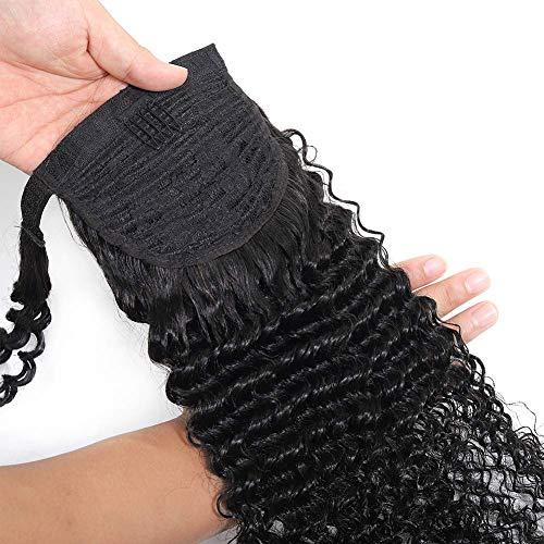Bex Hair Human Hair Drawstring Ponytail Extension Afro Kinky Curly Ponytail for Black Women Wrap Drawstring Ponytail Hairpiece Thick with Clip in Binding Pony Tail (12 Inch, Kinky Curly (Magic))