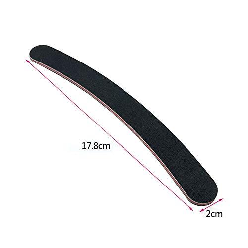 ericotry 12PCS Black Banana Curved Double Sided Nail Files Polish Emery Board Grit Buffering Sanding Art Manicure Buffer Files Nail Art Tools