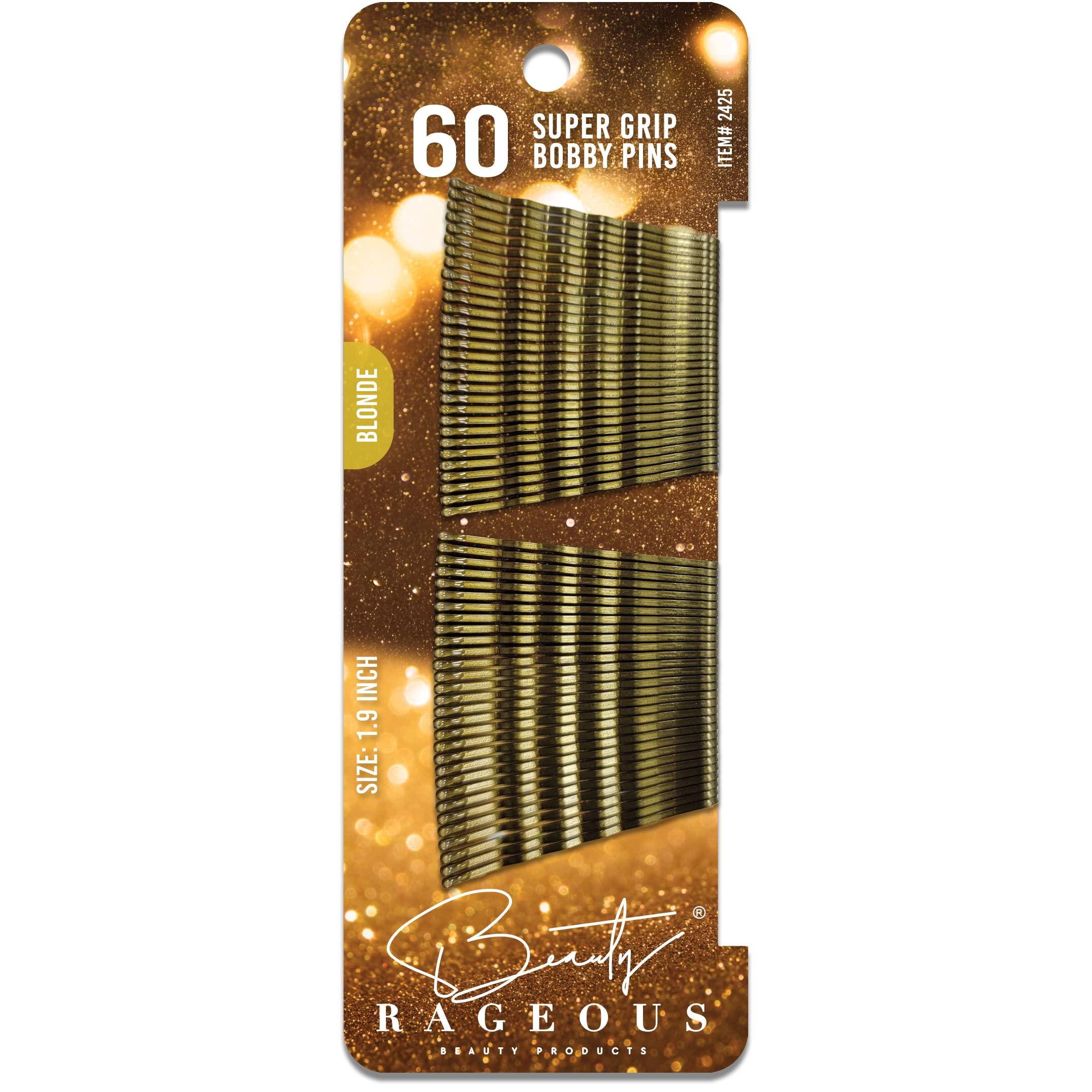 Beauty Rageous Super Grip Bobby Pins - Women\'s 1.9 Inch - Easy, Secure, All Hair Types - Handy Reusable Tin (Blonde - 60 Ct Approx)