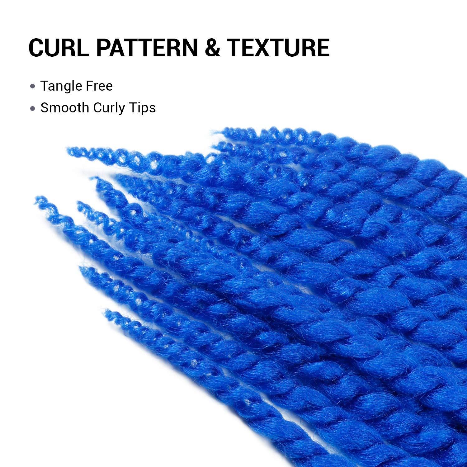 AU-THEN-TIC AU-THEN-TIC Jumbo Senegalese Twist Crochet Hair, 24 Inch, 2 Pack, Synthetic Extensions for Havana and Mambo Twist Styles, (Blue)