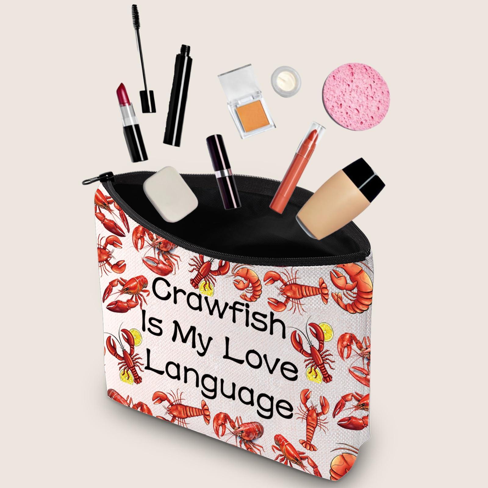 JXGZSO JXGZSO Funny Lobster Gift Crawfish Is My Love Language Foodie Gifts Lobster Makeup Bag With Zipper Crawfish Lover Gifts (Crawfish)