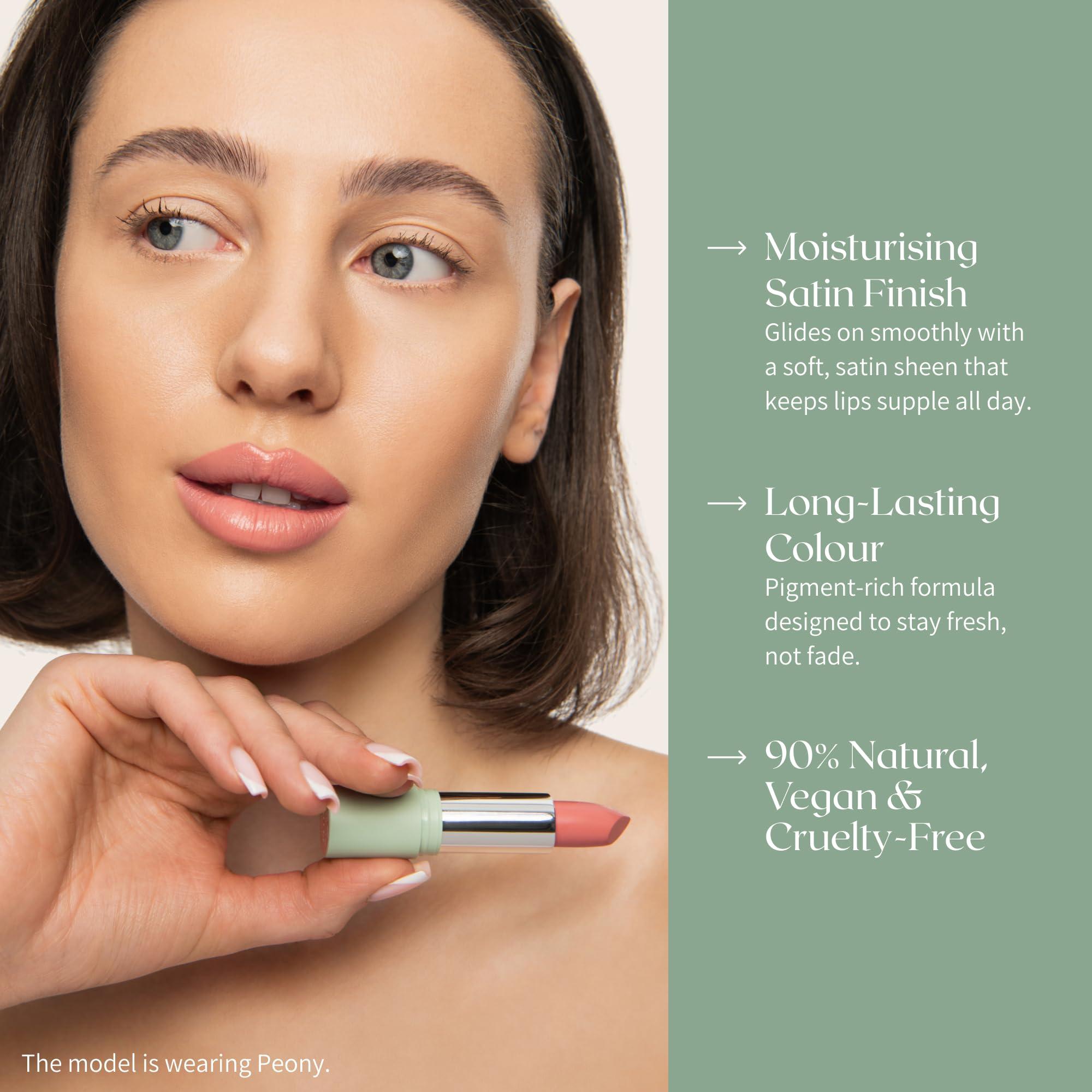 NATURABLOOM NATURABLOOM Vegan Lipstick (Petalia) - Sensational One-Stroke Long Lasting Lipstick from Natural Oils & Butters Full-Coverage Lip Color with Shea Butter & Coconut Extact - Premium Hydrating Lipsticks