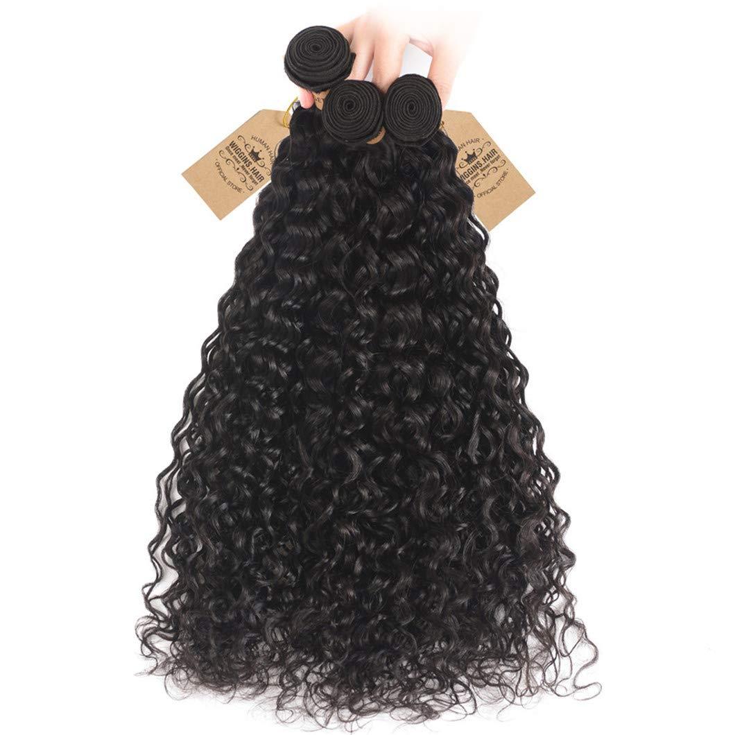 SSJFZM 3 Bundles With Closure Natural Wave Remy Human Hair Bundles With Closure Peruvian Hair Bundles With Closure 4X4 Lace Natural Color 16 16 16 & Closure14